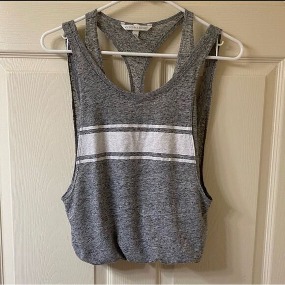 Victoria’s Secret Double Layered Gray and White Tank Top Petite - Picture 2 of 7